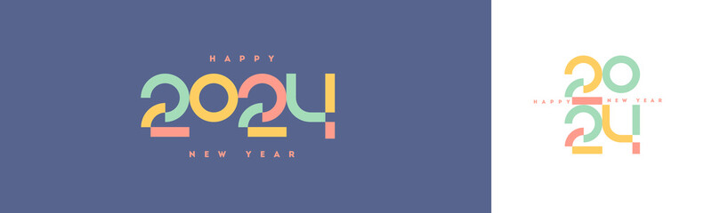 2024 new year logo. Greeting design with multicolored number of year. Design for greeting card, invitation, calendar, etc.