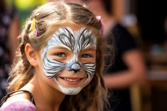 Young Girl with Butterfly Face Paint