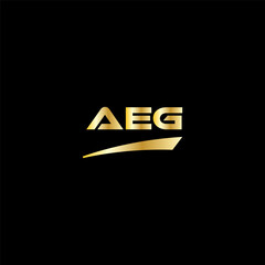 AEG initial letter logo on black background with gold color. modern font, minimal, 3 letter logo, clean, eps file for website, business, corporate company. Modern logo templet in illustrator.