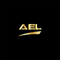 AEL initial letter logo on black background with gold color. modern font, minimal, 3 letter logo, clean, eps file for website, business, corporate company. Modern logo templet in illustrator.