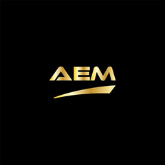 AEM initial letter logo on black background with gold color. modern font, minimal, 3 letter logo, clean, eps file for website, business, corporate company. Modern logo templet in illustrator.
