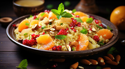 Fruity millet salad with orange fig pear physios