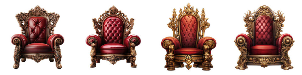 Red and gold throne chair  Hyperrealistic Highly Detailed Isolated On Transparent Background Png File