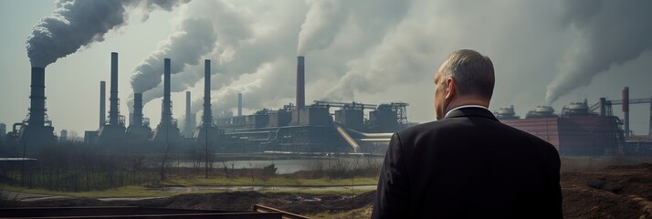 Environmental Safety Check  Political Leader Tours Power Plant, Generative AI - obrazy, fototapety, plakaty