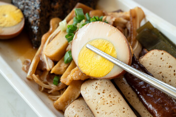 Delicious lu wei, lou mei, braised dishes with master stock or lou sauce.