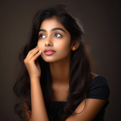 Fototapeta premium young indian woman thinking