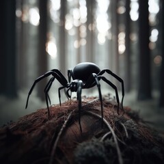 spider in the forest animal background for social media - obrazy, fototapety, plakaty