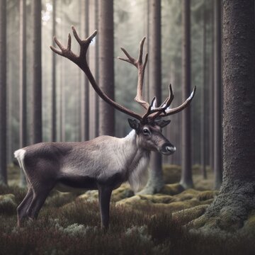 reindeer in the forest animal background for social media