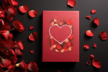 Gift box for valentines day with petals