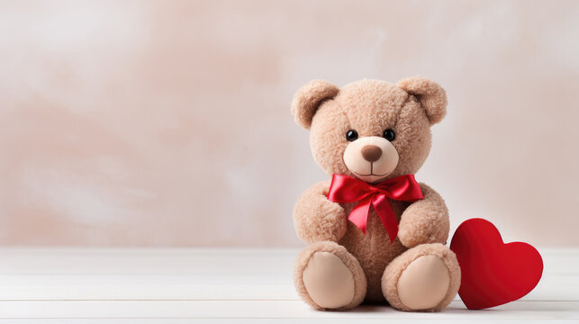 Teddy bear for valentines day , copy space background