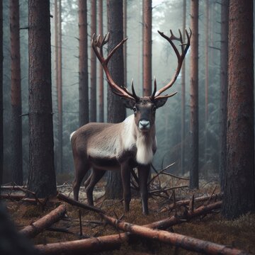 reindeer in the forest animal background for social media