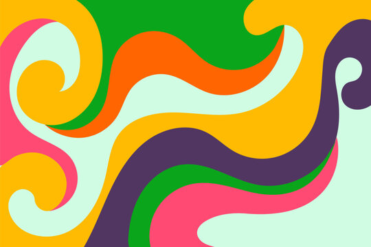 Psychedelic swirl acid wave rainbow line backgrounds in 1970s 1960s hippie style. y2k wallpaper patterns retro vintage 70s 60s groove. psychedelic poster background