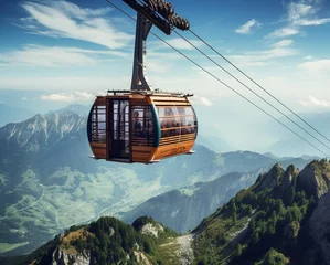Fotobehang A gondola up a mountain panorama © dragan jovic