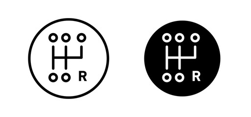 Car gearbox line icon set. Gear transmission symbol for UI designs. In black color. - obrazy, fototapety, plakaty
