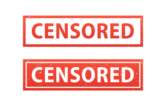 Grunge rubber stamp with word censored inside. Censor control security sign sticker set. Grunge vintage square labe. Vector illustration