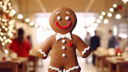 Obraz na płótnie Canvas christmas gingerbread person with a white bow tie