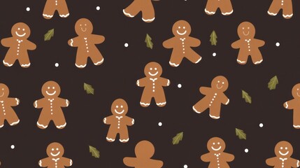 cartoon gingerbread man cookies seamless pattern texture background