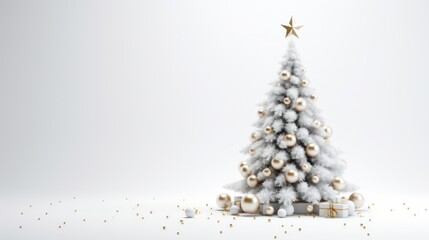 Fototapeta na wymiar White Christmas tree on white background
