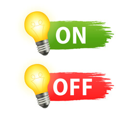 Light bulb On Off power energy icon white background symbol of thought. Vector illustration