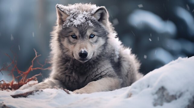 wolf in snow 4k, 8k, 16k, full ultra HD, high resolution and cinematic photography