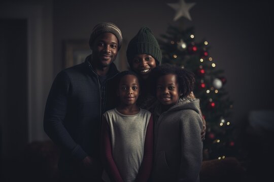 Happy ethnic Family celebrating Christmas.  