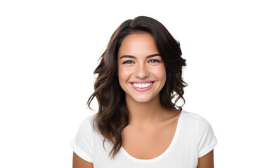 Studio portrait of a beautiful American woman with clean healthy skin isolated on transparent png background. - obrazy, fototapety, plakaty