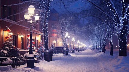 winter street at Christmas time