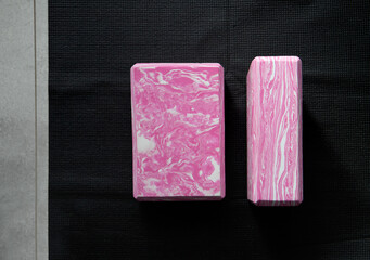 pink yoga cubes