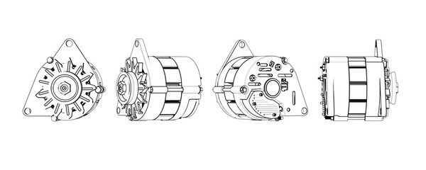 Automotive alternator spare part black and white