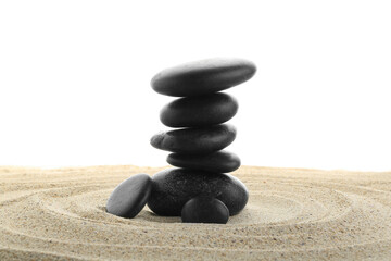 Zen stones in the sand, concept of balance and harmony
