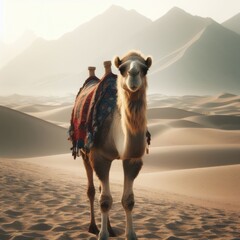 carnel on the desert animal background for social media - obrazy, fototapety, plakaty