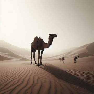 carnel on the desert animal background for social media
