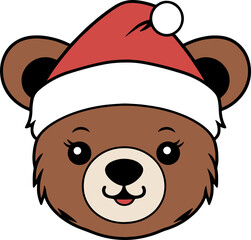Bear head in Santa hat, Bear head, Cute Christmas bear  Christmas bear head Clipart