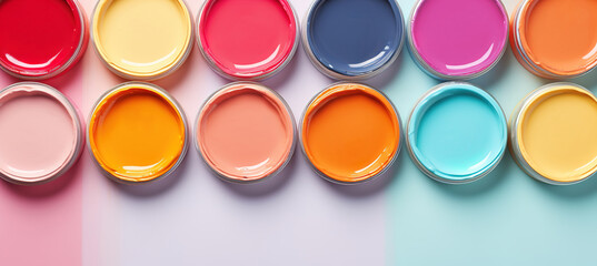 Colourfull paints in jars. Generated Ai