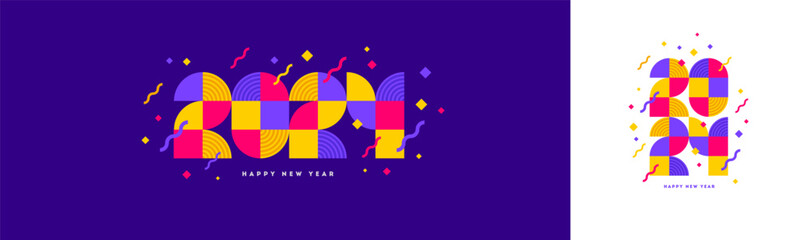 2024 new year logo. Greeting design with multicolored number of year. Design for greeting card, invitation, calendar, etc.