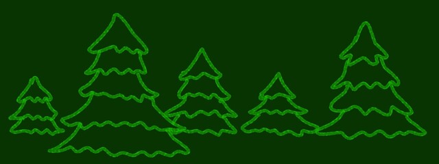 christmas trees on a green background
