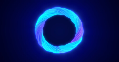 Abstract blue energy magic bright glowing spinning ring of lines, background