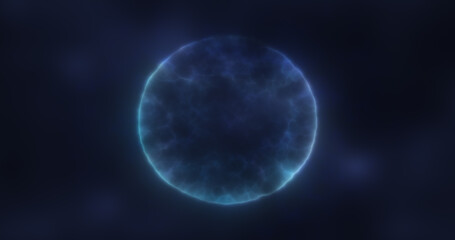 Abstract transparent energy sphere round glowing magical digital futuristic space background