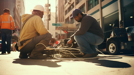 fiber optic cable installation in city