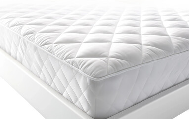 Beautiful Thick Soft White Mattress Isolated On Transparent Background PNG.