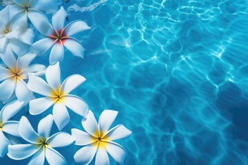 Fototapeta na wymiar Close-up view of tropical flowers in sea waterSummer tropical vacation concept.