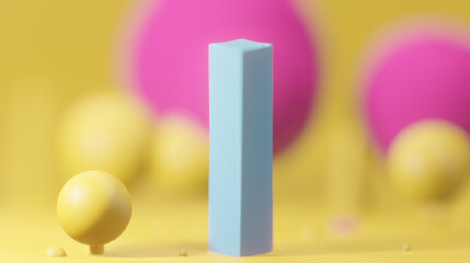 Simple Universe made up of simple shapes primarily yellow, pink and blue colors