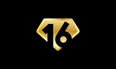 Diamond Gold Number Elegant Fashion Logo