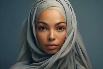 Muslim Islamic Arab Woman wearing Hijab Head Scarf Veils Islam Women Beautiful Portrait for Cultural Ethnic Diversity Social Campaign