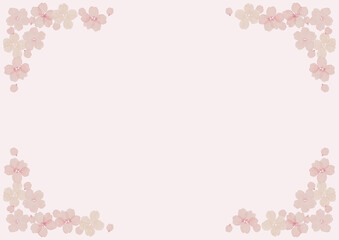水彩で描いた可愛い桜フレーム　ピンク背景