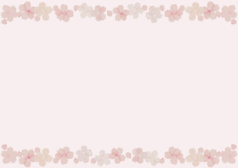 水彩で描いた可愛い桜ライン　ピンク背景