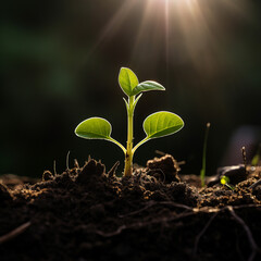 Young plants illuminated by the sun develop steadily in nature. Nature is all around us.