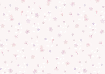 水彩で描いた桜のシームレスパターン　ピンク背景