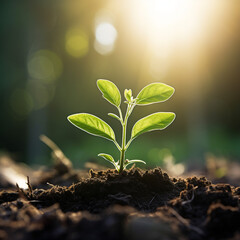 Young plants illuminated by the sun develop steadily in nature. Nature is all around us.