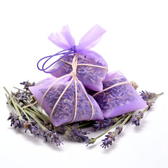 Obraz na płótnie Canvas lavender soap and lavender, summery flower fragrance, a bag of dried lavender seeds